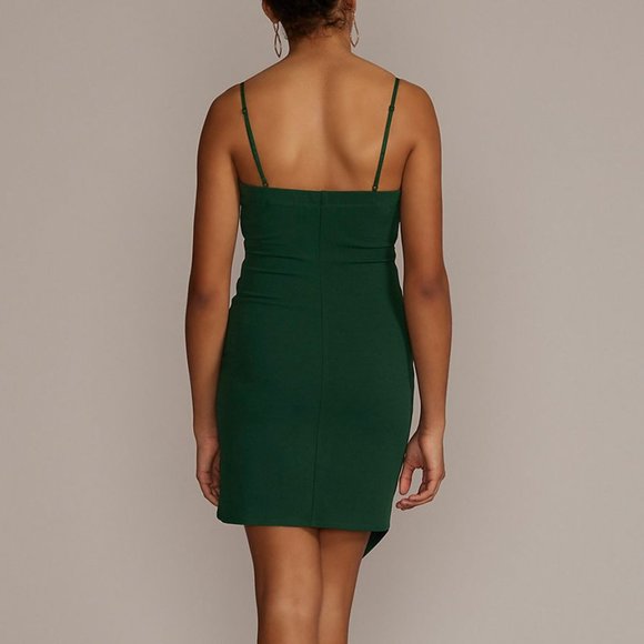David's Bridal dark green asymmetrical dress, Size S, Like New - Picture 2 of 8